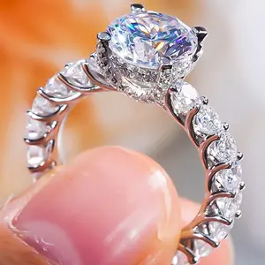 S925 Sterling Silver Women's Wedding Band Ring - Channel Set Synthetic Zirconia Diamond Accent Ring - Perfect for Wedding/Party/Anniversary - Ideal Gift for Mother!