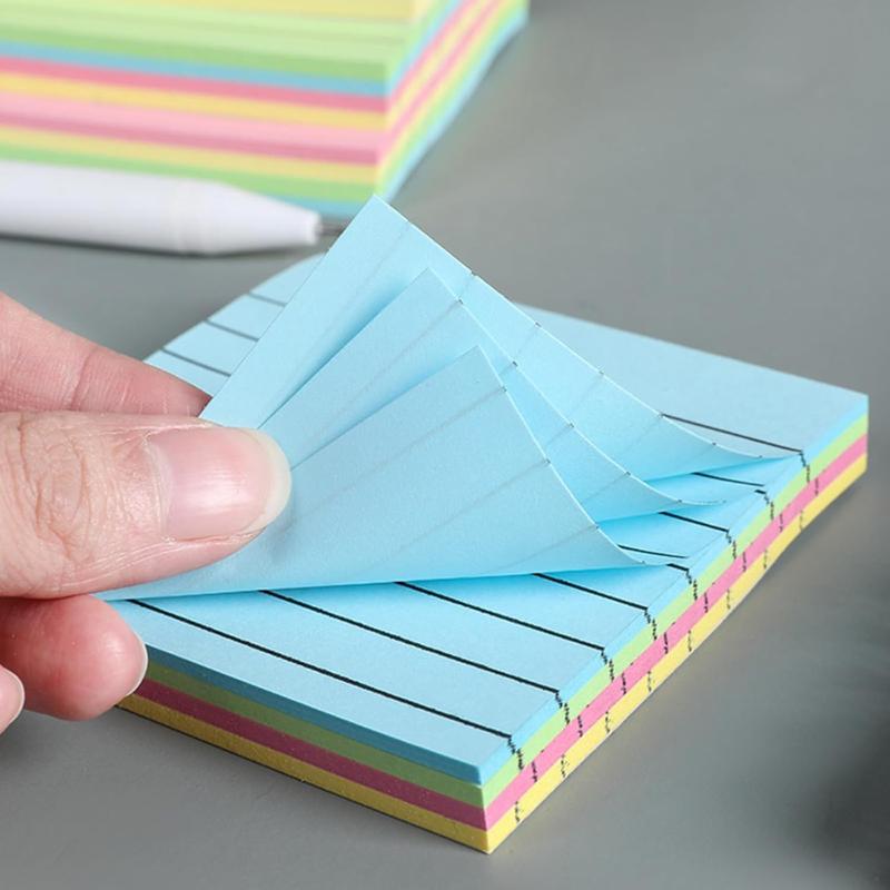 200 Sheets/Pack Post It Notes With Lines,Note Pads,Pastel Color Sticky Notes, Assorted colors for categorization, Long-lasting Adhesion, Residue-free Glue, Portable & Easy to tear,OfficeSupplies, StudyEssentials, DeskOrganization, Highlighting Key Points