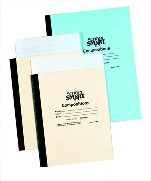 School Smart 085306 Flex Cover Composition Book - Flexible Plain Stitched Cover, 36 Leaves Without Margin, 8.5x7 In, White, Flex Cover Notebooks