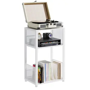 Record Player Stand, 3-Tier Side Table, Vinyl Record Storage Albums, End Table for Living Room, Bedroom