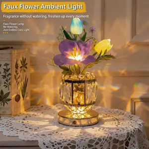 New Tulip Night Light — Featuring Touch Control, Multi-Mode Illumination, and Realistic Faux Flowers Set in a Crystal-Style Vase Base. An Ideal Ambient Light, Gift, Decorative Accent, or Bedroom Bedside Lamp.