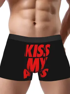 Kiss My Unique Underwear Design Comfortable Men'S Boxer Briefs Machine Washable