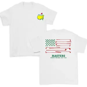 BelleHeaven  Masters Tournament American Flag Golf Shirt for Men and Women – Vintage Graphic Cotton Tee, Augusta National Golf Club, Trendy Golf Apparel