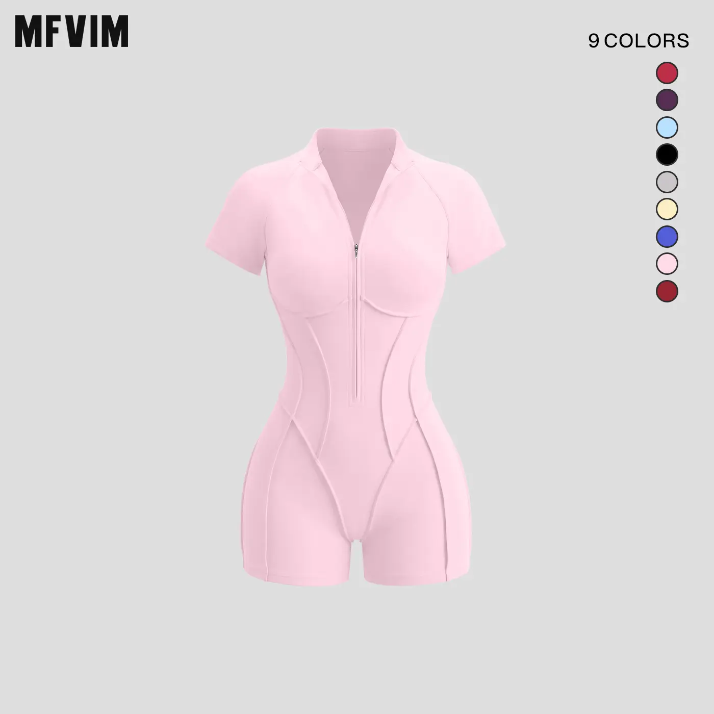 MFVIM Women’s Four-Season Yoga Athletic Set – Fitness One-Piece with Stand Collar and Zipper, for Home Training and Butt-Lifting Yoga