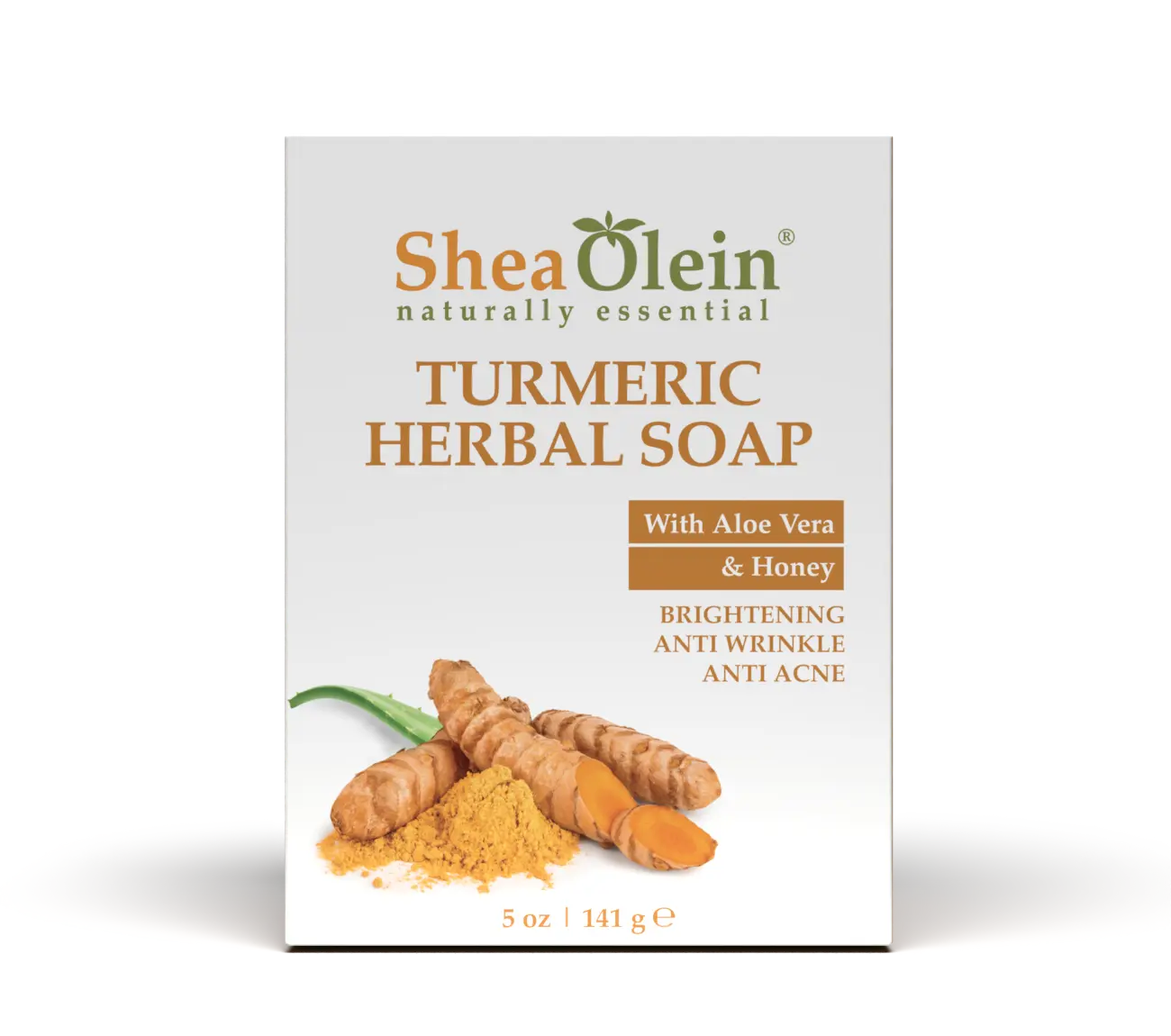 Shea Olein Turmeric Herbal Soap with Aloe Vera & Honey 5 oz Brightening Moisturizing Bar for Smooth Complexion