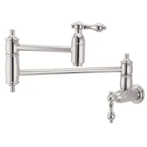 Kingston Brass  Restoration on Wall Mount Pot Filler Kitchen Faucet, Polished Nickel