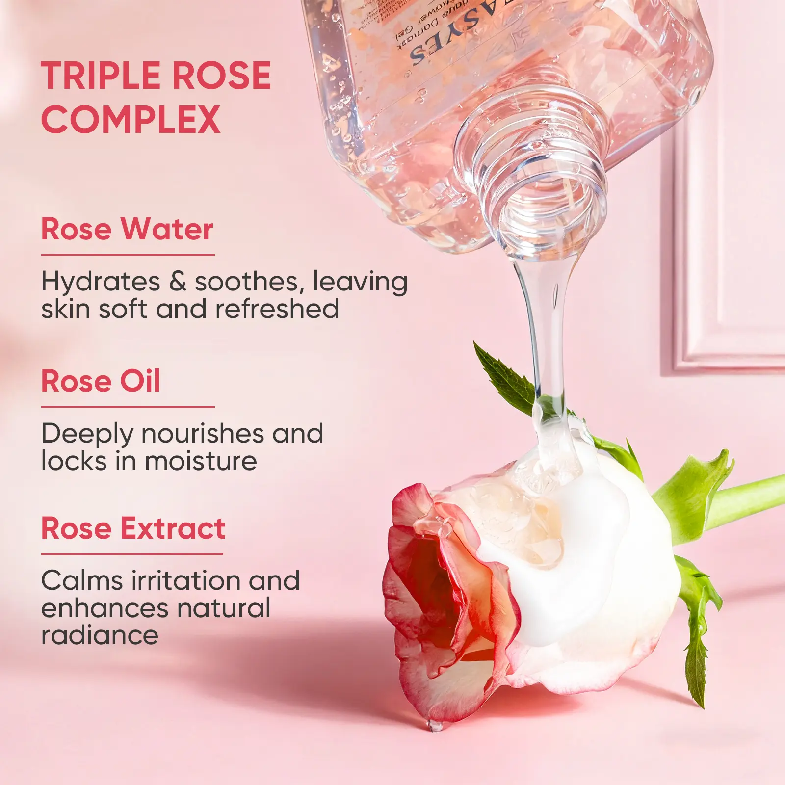 Easyes】Rose Essence Native Body Wash - Red rose fragrance 3X