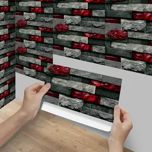 Vintage Brick Peel and Stick Wall Tile Stickers, Waterproof Self Adhesive Wallpaper, Universal Wall Decor for Kitchen Bathroom