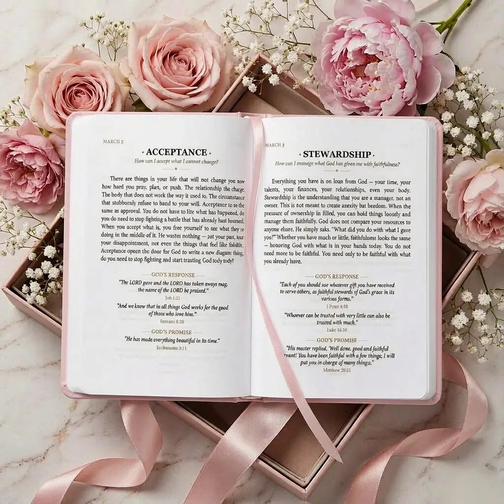 Women's 1-Minute with God 365-Day Devotional Journal, Portable Daily Reflections Notebook, Daily Guided Journal, Ideal Self-Improvement Gift for Holidays (Christmas, New Year, Mother's Day), Pink Notebook