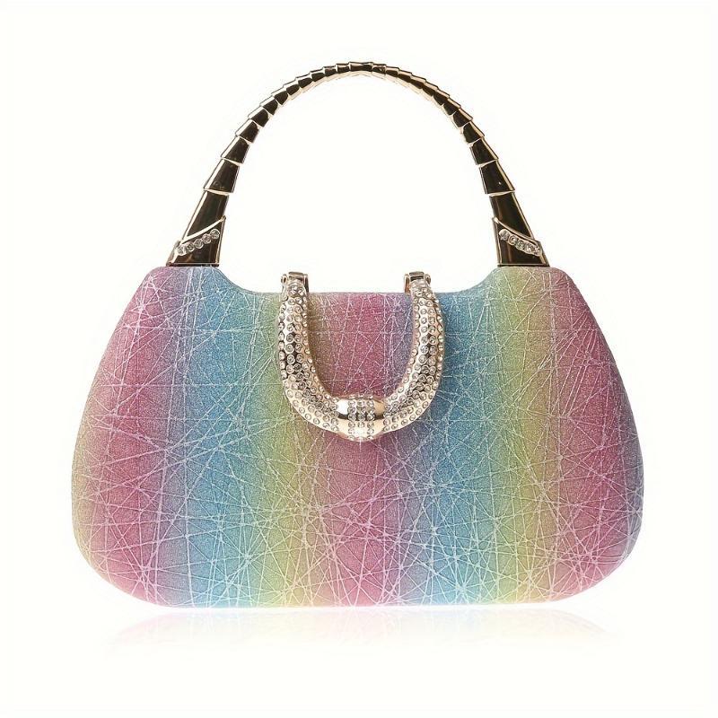 Women's Clutch Bag Rainbow Clutch Bag Banquet Dinner Bag Personality Fashion Single Shoulder Crossbody Chain Bag Handbag Wedding Cocktail Party, Purse Sparkly Purse university  bag large capacity beach bag Minimalist Large Tote affordable designer Luxury