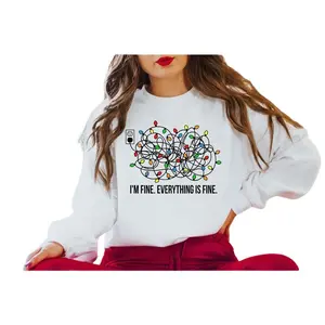 I'm Fine Everything Is Fine Sweatshirt, Christmas Sweatshirt, Sweatshirts Women, Christmas Sweatshirt Women, Christmas Lights Sweatshirt
