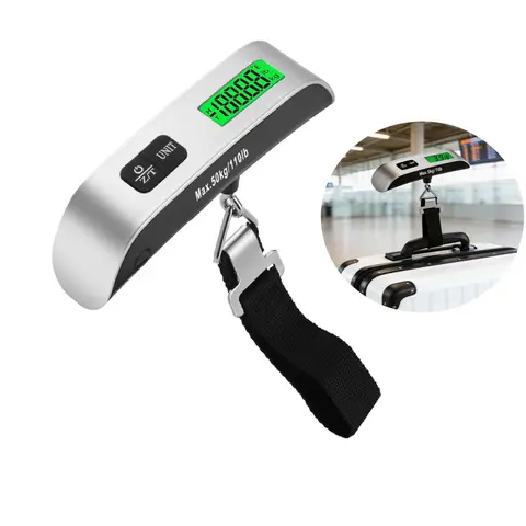 Padicaca Digital Luggage Scale with Hook and Strap - 110lb Capacity, 4 Unit Switching, Backlit LCD Display, Auto-Off, Metal & Nylon Components, 0.1lb/50g Precision, Compact Lightweight, Easy to Use, No Magnets for Travel Luggage & Backpacks