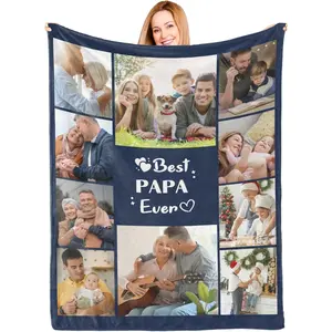 Papa Blanket Personalized Gifts Fathers Day Best Papa Blanket from Grandkids Customized Blankets with Photos Custom Picture Blankets Throw Grandparents Fathers Day Birthday Gifts