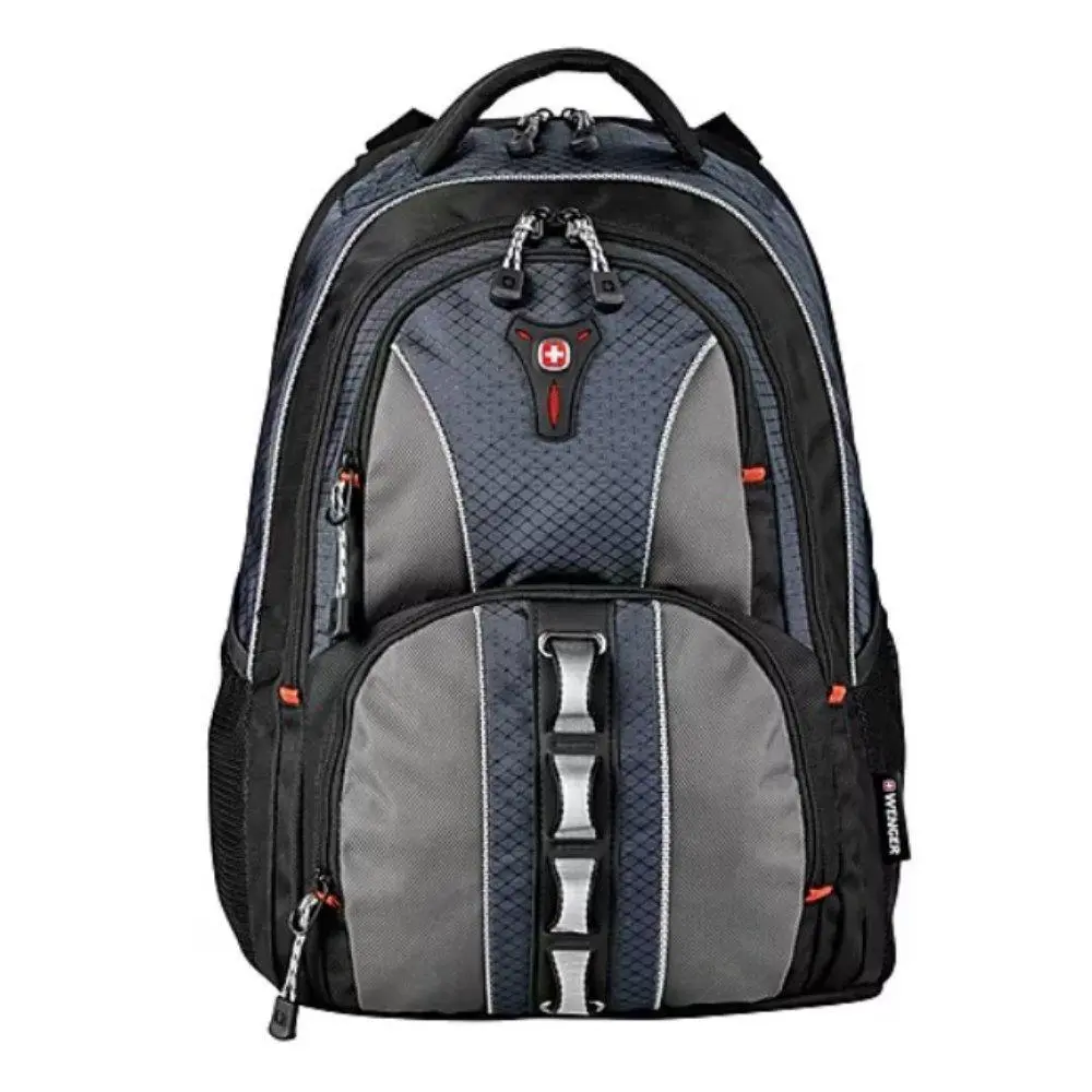 SWISSGEAR Wenger Laptop Backpack, 16” Laptop-Fit, Blue/Gray, Zip Closure, Adjustable Shoulder Strap, Athletic & Street Use, Multi-Compartment