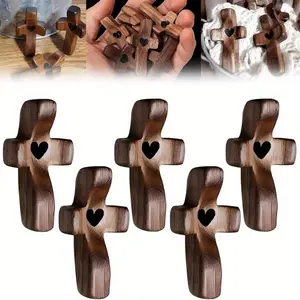 3/6/10/20Pcs Mini Pocket Wooden Cross Fidget, Relieve Anxiety Comfort for Clutching, Clinging and Praying, Inspirational Easter Gift for Christian Faith, Baptism, Prayer