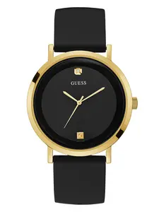 GUESS Male Black and Gold-Tone Analog Watch