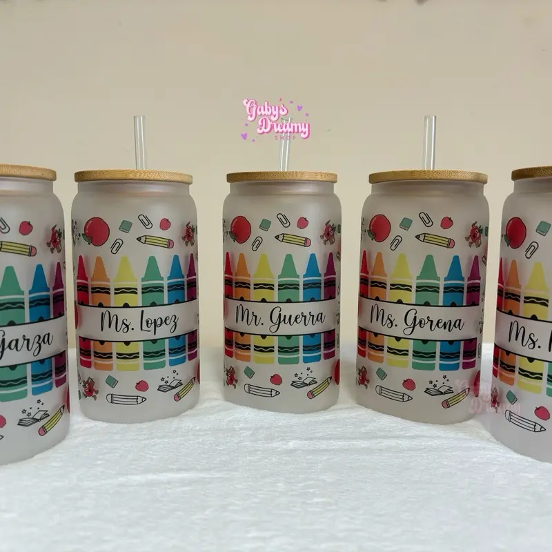 Personalized Teacher Appreciation Gift Glass Cup Drinkware Tumblers