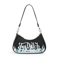 Black Silver Flames Shoulder Bag