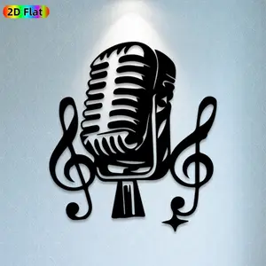 1pc Microphone & Music Notes Metal Wall Art,Microphone & Music Notes Statue Mural, Ideal Gift for Christmas, New Year, Music Decor Enthusiasts, Rust-Resistant Metal Wall Decor Wall Sculptures,  Unique Home & Outdoor Decor