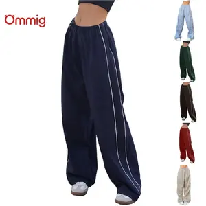 Women's Parachute Wideleg Pants Baggy Elastic Waist Wide Leg Track Pants Trousers Casual