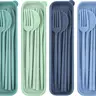 4 Sets Reusable Utensils Set with Case,Travel Utensils with Case,Reusable Utensils for Lunch Box accessories,Portable Chopsticks Knife Fork and Spoon Lunch Utensils Set for Travel Daily Use