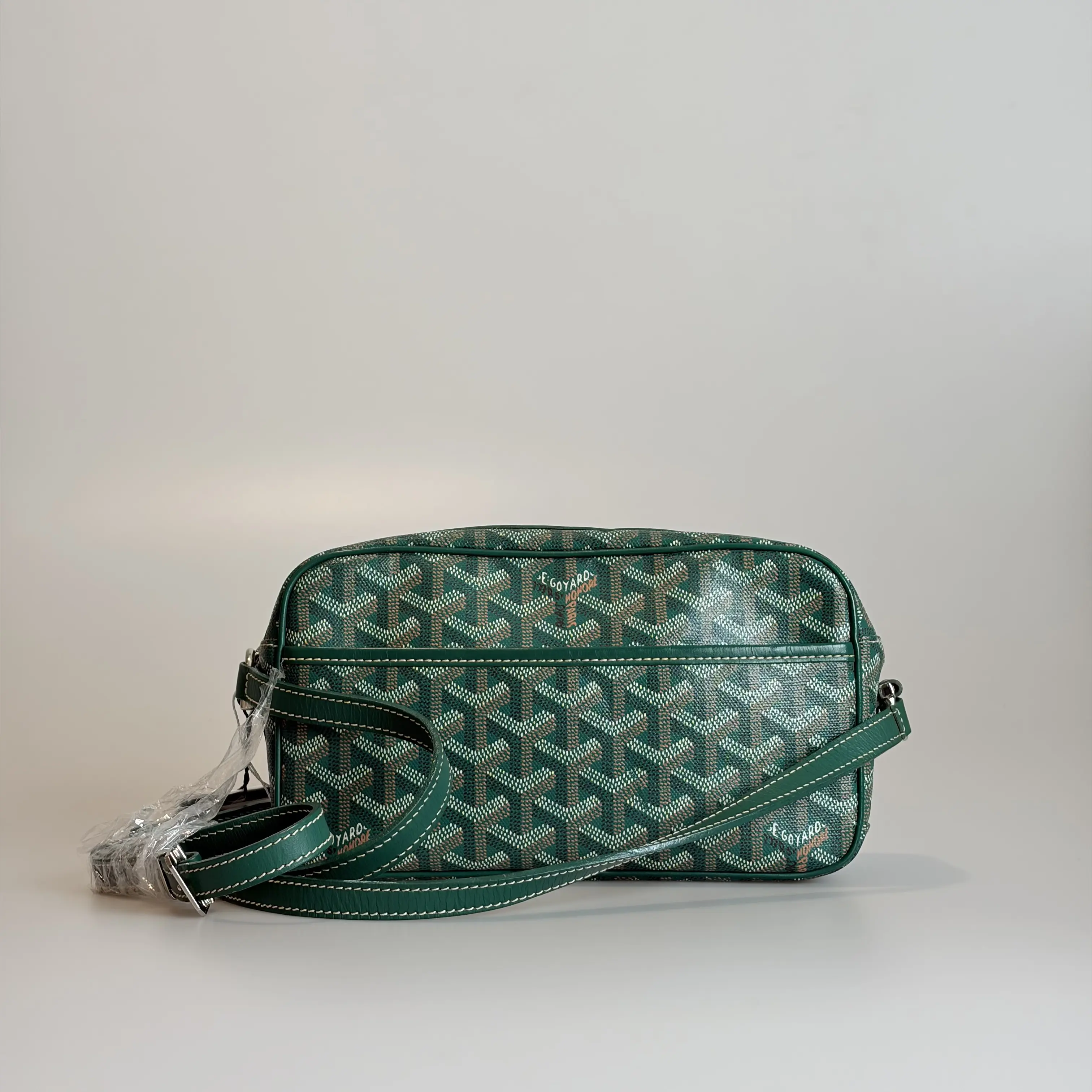 Pre-owned Goyard Coated Canvas & Calfskin Crossbody Bag Cap Vert Camera Bag Small Green Goyardine 77733339 Sold As Is / Final Sale