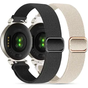 Elastic Nylon Bands Compatible with  Lily 2, 14mm Stretchy Nylon 2 Pack Soft Loop Straps Quick Release Replacement Adjustable Wristband for Lily 2 Classic/  Watch Accessory for Women