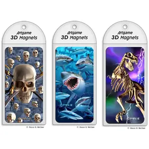 3D Magnets - Holographic Images Including T-Rex, Pirates, and Sharks