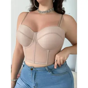 Plus Size women’s solid-color push-up underwire bra with anti-sagging design and removable adjustable straps; casual, comfortable, breathable, full-coverage corset bra for everyday wear; women’s lingerie suitable for all seasons