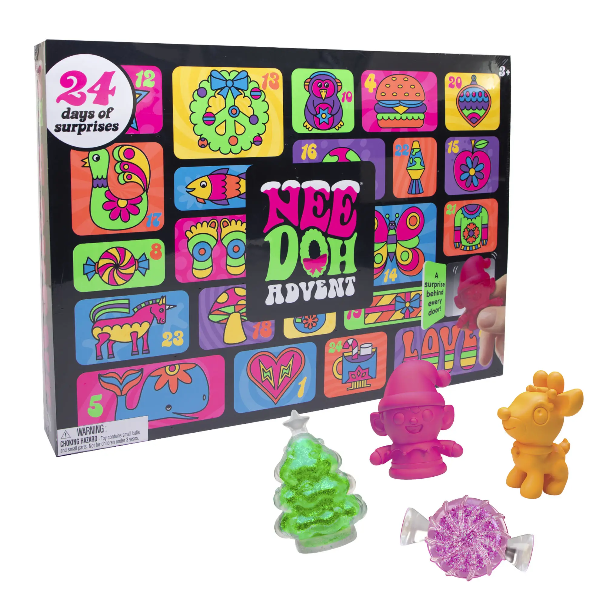 NeeDoh Squishmas 2025 Advent Calendar - 24 Days of Surprises with Mini Squishies & Fun Shapes for Kids Ages 3+