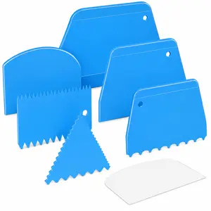 Cake Scraper Cake Smoother, 7 Pcs Dough Scraper Bowl Scraper Cake Cutter Cake Spatula Bench Scraper Kitchen Plastic Scraper Tool Cake Decorating Kit