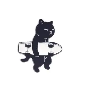 Black Cat Carrying Skateboard