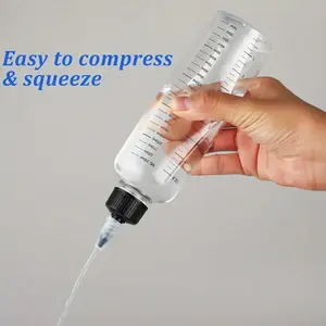 Hair Oil Applicator Bottle with Pump Dispenser, Transparent Plastic Container with Scale, Reusable Cosmetic Jar for Salon Hair Care, Small Bottle, Lotion Bottle, Refillable Bottle, Travel Dispenser Bottle