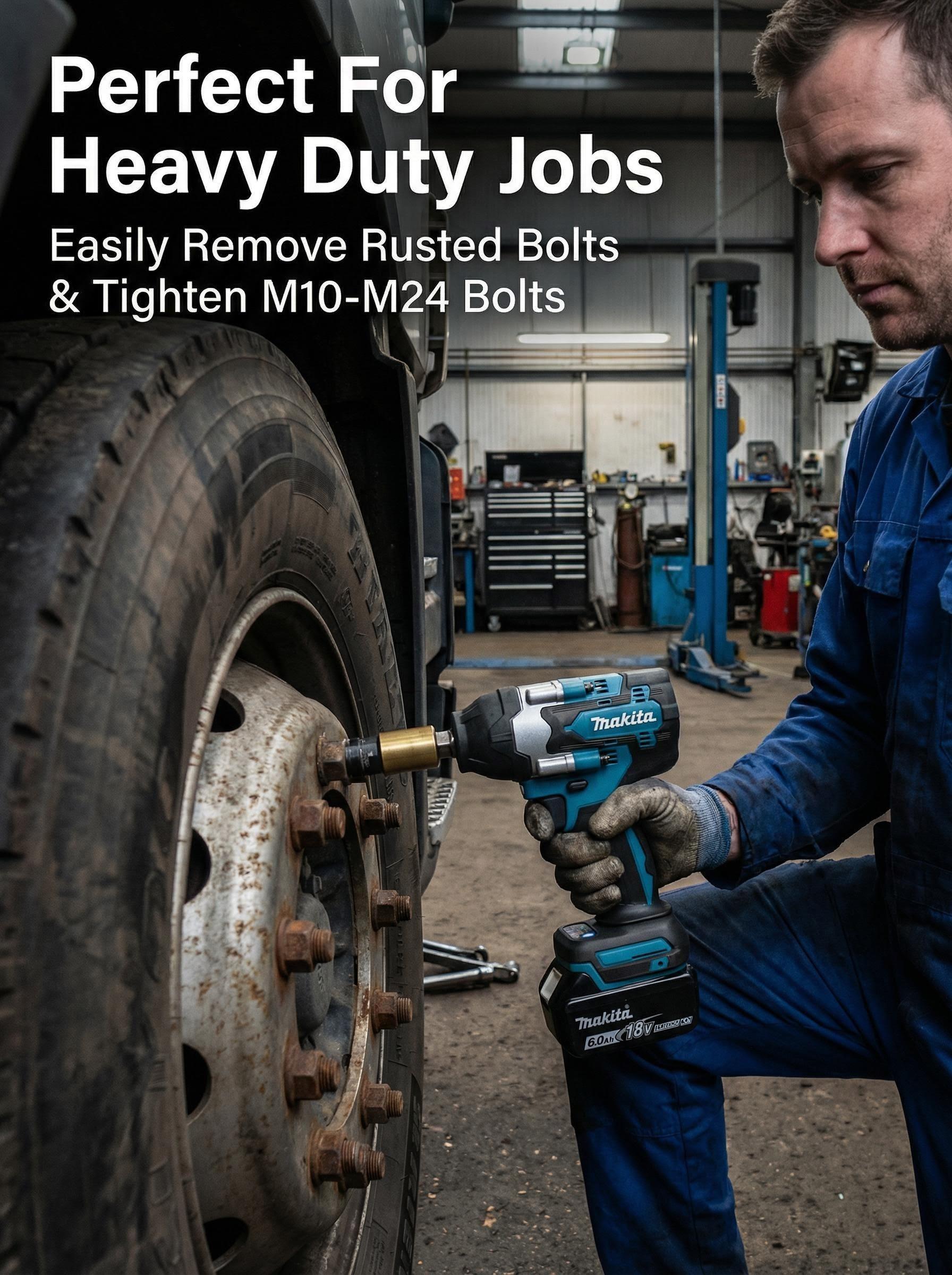 Makita 700 1/2 In Impact Wrench High Torque 1000 Nm Breakaway for Construction and Equipment Assembly Use