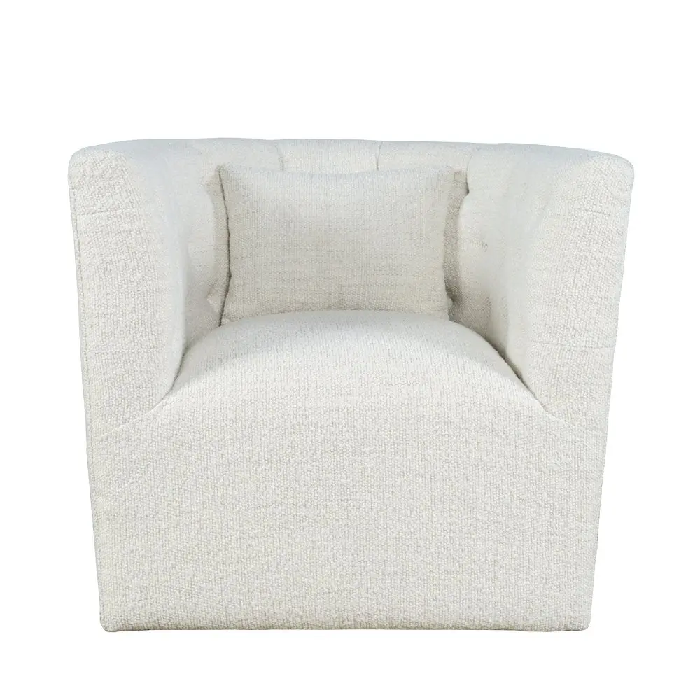 Everly Boucle Swivel Accent Chair - Boucle Furniture, Contemporary Modern Transitional Style, Broad Arms, Rounded Silhouette Indoor Swivel Chair, Swivel Chairs