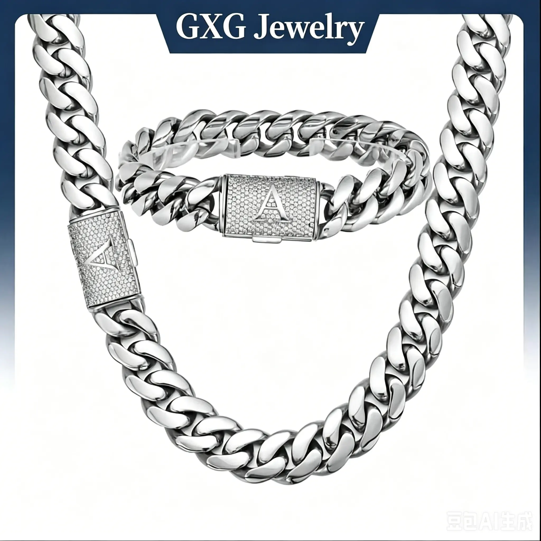 Men's 14mm Heavy Silver Stainless Steel Miami Cuban Link Chain & Bracelet Set, A-Z Initial Letter Clasp, Gothic Punk Hip Hop Style, Personalized Daily Wear Gift, summerwins gifts for girlfriend gifts for your girlfriend men's jewelry initial necklace