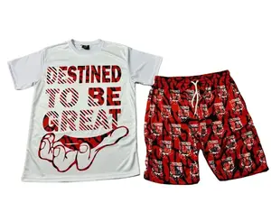 Mesh Very Breathable Elephant Print Design Shirt & Shorts Set for Comfortable Everyday Wear