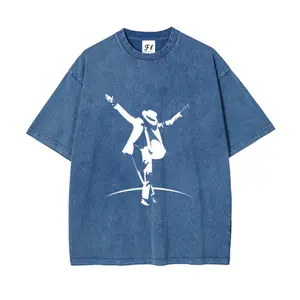 Michael Jackson Digital Print Washable Direct Spray T-Shirt 260g Heavy Cotton Vintage Funny Art Street Trend Casual Tee for Men