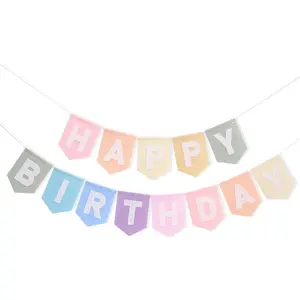 Felt Happy Birthday Bunting - Pastel Rainbow Banner, Happy Birthday Garland, Kids Party Decorations, Party Photo Props