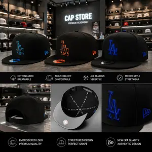 New Era MLB Baseball Hat – NY Yankees & LA Dodgers Snapback Fitted Cap, Flat Brim, High Crown, Premium Embroidered Streetwear