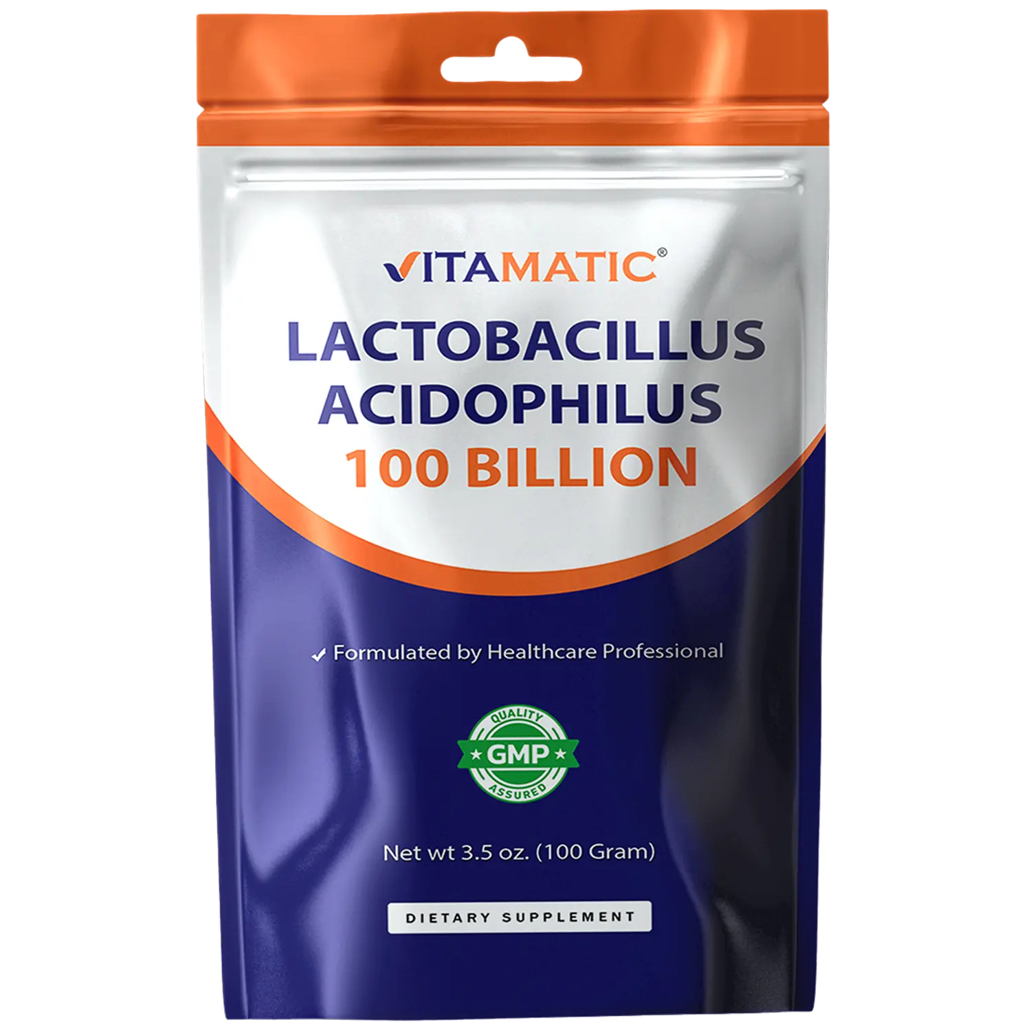 Vitamatic Lactobacillus Acidophilus Probiotic Powder - Digestive Health Support - 100 Gram (3.5 OZ) - 100 Servings