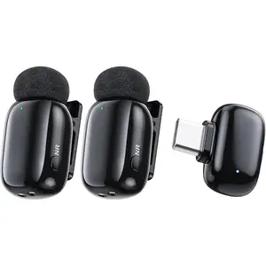 Mini  Lavalier Microphone for iPhone16/15 Android,USB-C Ultra Mini Mic with Noise Reduction, AI Voice Change, Lapel Mics for Video Recording, Vlogging, , YouTube(2TX+RXU)