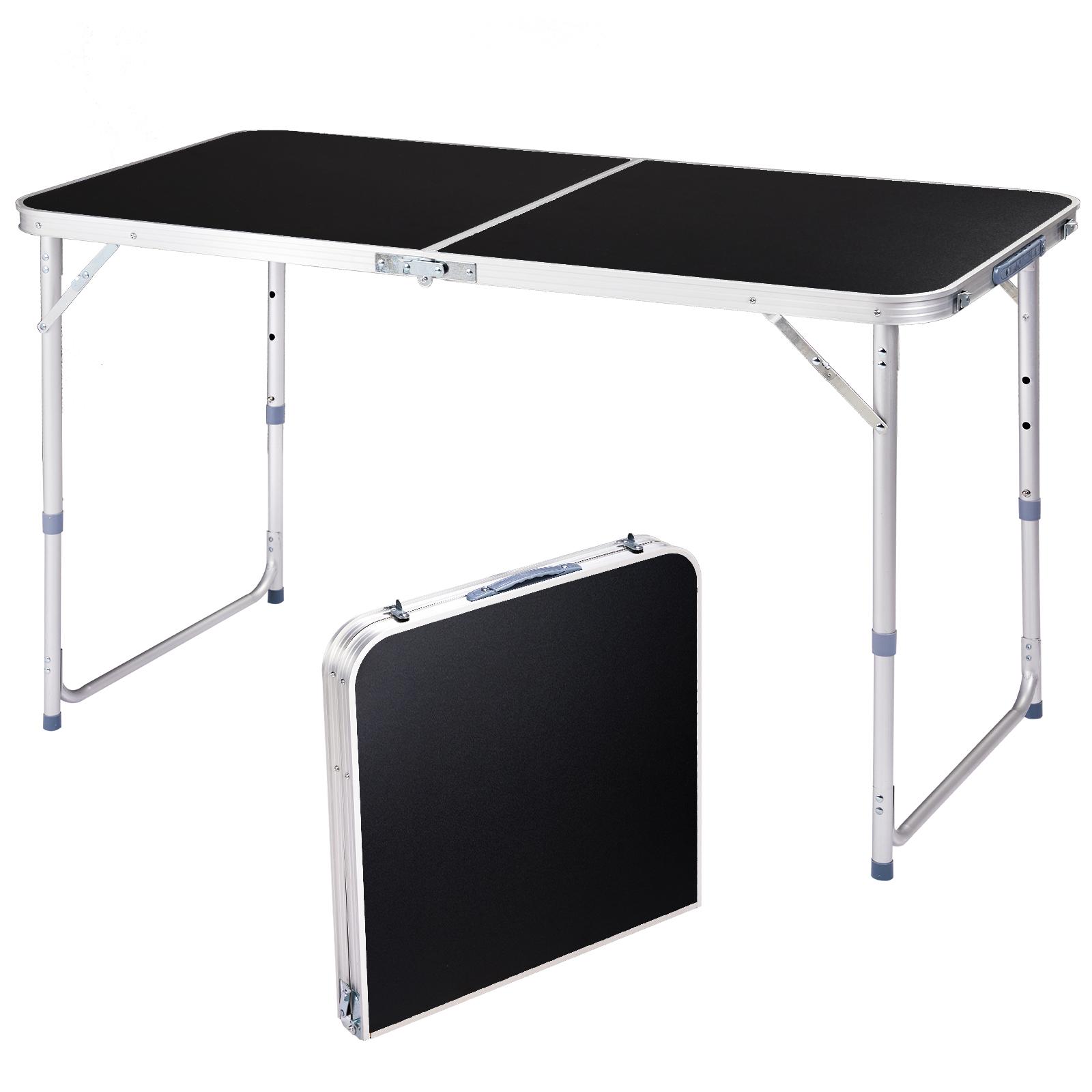 4Ft Portable Folding Table with Carry Handle, Heavy Duty Aluminum Frame Fold-in-Half Dining Table, Waterproof Multi-Purpose for Camping, Picnic, BBQ, Party, Indoor & Outdoor Use