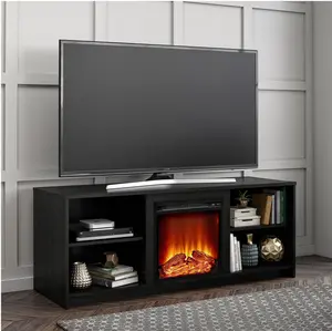 Fireplace TV Stand for TVs up to 65", Black Oak