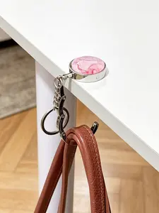 Portable Marble Pattern Foldable Wallet Bag Hook Keychain, Ideal for Hanging Bags, Clothes, Backpacks, Perfect Gift for Her Him, Mom,Friends, Colleagues,Back-to-school Items for Students