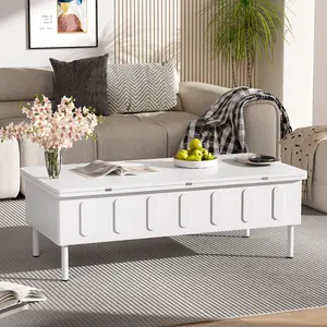 Lift-Top Coffee Table with 2 Drawers, Modern Space Saving Center Table with Foldable Top, Multi-Functional Adjustable Coffee Table with Hidden Storage Compartment for Living Room