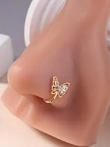 Cute Butterfly Design Fake Nose Ring, Nose Hoop, Fashionable Faux Nose Ring for Women & Girls, Fake Piercing, Body Jewelry for Party, Daily Clothing Decor, Trendy Exquisite Jewelry for Gift