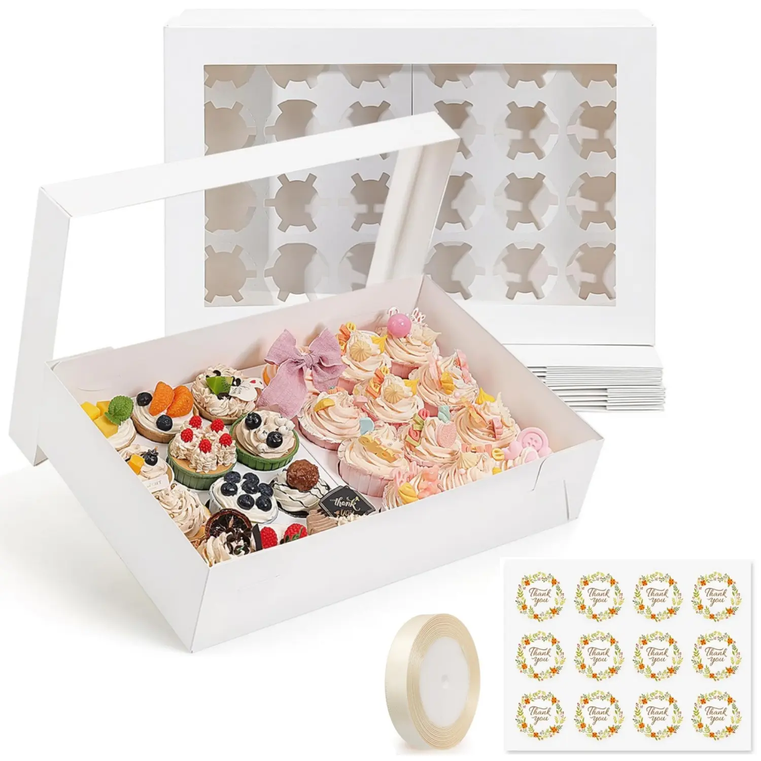 6Pcs Cupcake Boxes Holding 24 Pastry Box, Cupcake Container with Window Boxes for Birthday Holiday Party Bakery Supplies (15x11x4 Inch) - Home Improvement.