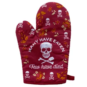 Many Have Eaten Few Have Died Oven Mitt Funny Sarcastic Cooking Kitchen Glove Funny Graphic Kitchenware Bakeware Halloween  Funny Sarcastic  Novelty Cookware Red