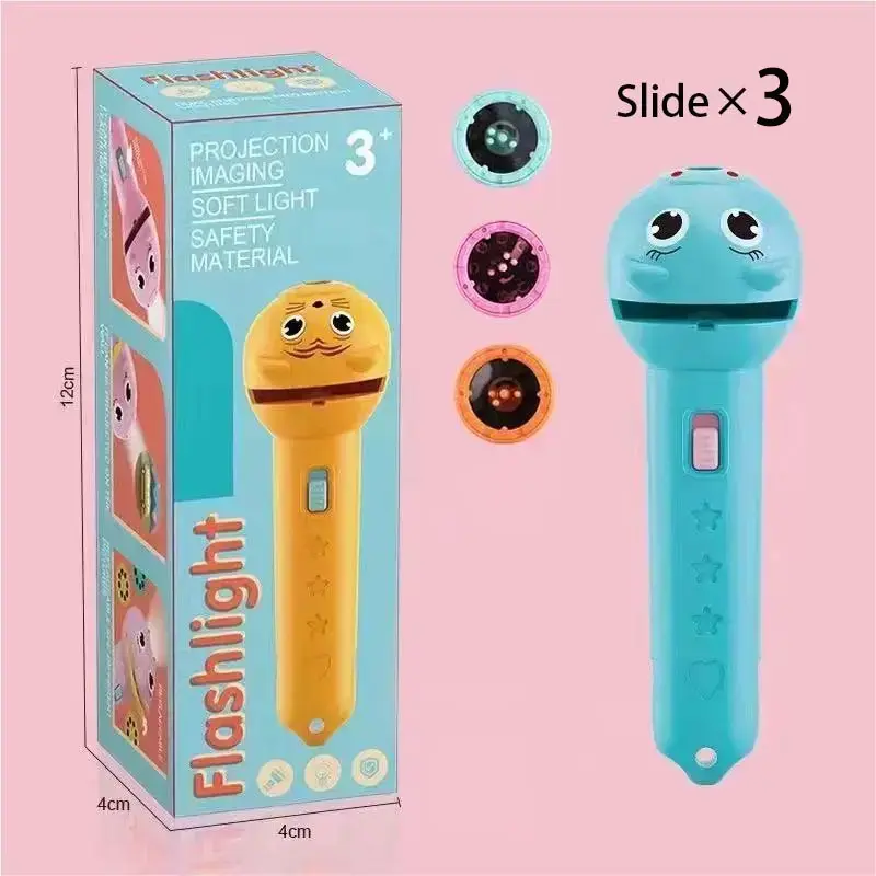 Children Cartoon Project Flashlight w/3 Slides Cognitive Story Learning Kid Toy